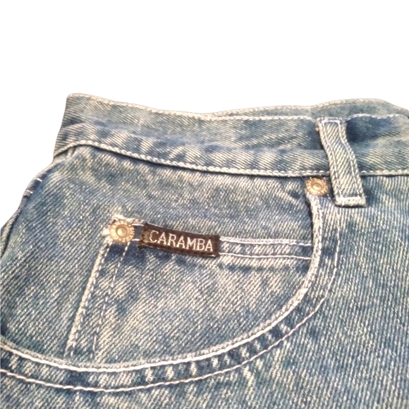 Denim Skirt Vintage Y2K Embroidered Flowers - Picture 6 of 9